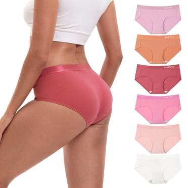 INNERSY Womens Underwear Cotton Hipster Panties Wide Waistband Underwear For Women 6-Pack(X-Large,Rosy Dawn)