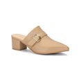 thumbnail image 1 of BLISSFUL STEP Women's Shoes Buckle Strap Pointed Toe Chunky Heel PU Vamp Mule Shoes Khaki 11, 1 of 8