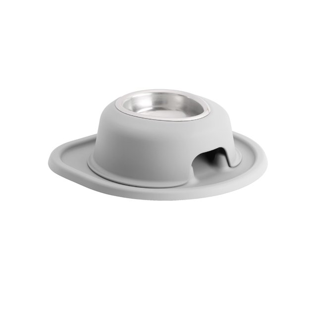 WeatherTech Système d'Alimentation pour Animaux de Compagnie Simple Hauteur 3 Pouces - Acier Inoxydable - Gris Clair
