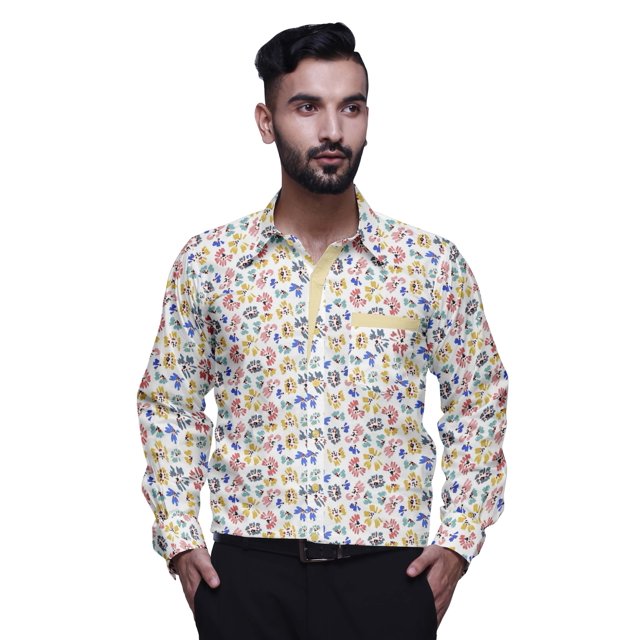 BESTMAN Chemises Imprimées pour Hommes à Manches Longues Boutonnées Chemise Habillée Décontractée en Coton