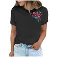 thumbnail image 4 of Pisexur Hauts de Printemps pour Femmes 2025, Hauts pour Femmes, Hauts de Sortie pour Femmes, Hauts pour Dames Mode Imprimé Manches Courtes Chemisier Amusant Col Rond T-Shirt Noir, m, 4 of 6