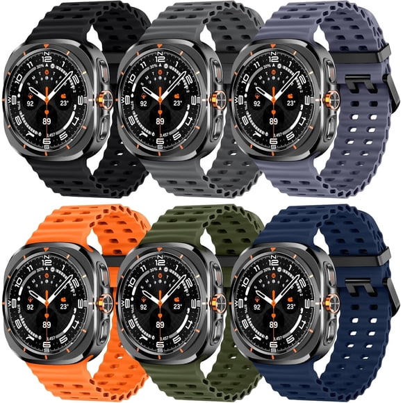 KOMI 6-Pack Sport Band Compatible with Samsung Galaxy Watch Ultra Band 47mm (2024) Women Men, Breathable Soft Silicone Waterproof Watch Strap Accessories for Samsung Watch Ultra Band