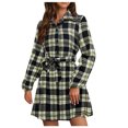 thumbnail image 2 of Pisexur Robe à Manches Longues à Col Rabattu Mode Robe Décontractée pour Femme à Manches Longues Col Rabattu Boutons Robe à Imprimé Patchwork Robes pour Femmes, 2 of 8