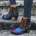 thumbnail image 1 of LSLJS Bottes à Bout Rond à Talon Effilé Style Ethnique avec Boutons, Fermeture Éclair Latérale, Bottines Courtes pour Femmes Grande Taille, Bottes Mi-Mollet pour Femmes, Bottes pour Femmes, 1 of 8