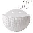 thumbnail image 2 of Plant Flower Pot Wall Planter Flowerpot Gift Imitation Rattan Planters Balcony Hanging Indoor Outdoor Semicircular Vase, 2 of 22