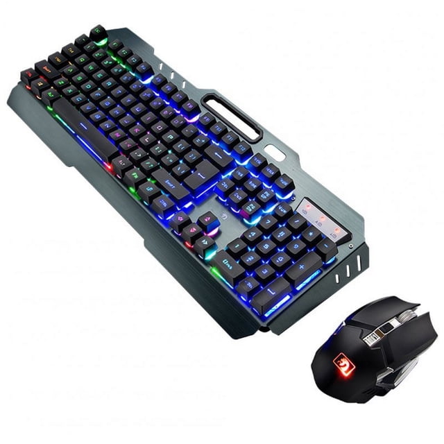 K670 Clavier et Souris Sans Fil Combinés avec un Clavier Ergonomique Noir avec Touches Rétroéclairées Colorées et Pavé Antidérapant, Associés à une Souris Sans Fil Noire Élégante. le Clavier et la Souris Se Connectent via un Récepteur USB 2,4 GHz, Offrant une Connexion Sans Fil Fiable plug-and-play. le Clavier Comprend un mode Veille pour Économiser l'Énergie, Tandis Que la Souris Présente un design Optique avec 2400 DPI pour un Contrôle Précis. Convient à Windows XP/7/10 et compatible avec les Ordinateurs de Bureau