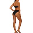 thumbnail image 3 of Women's 2 Piece Ribbed Bikini Sets, Adjustable Spaghetti Straps Sports Swimwear Bathing Suits Black S, 3 of 5