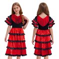 thumbnail image 1 of RUNQHUI Robe de Festival Espagnole pour Filles avec Franges Jupe Maxi Lyrique à Volants Tenue de Danse Rouge&Noir 12, 1 of 7