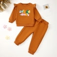 thumbnail image 2 of Akiihool Toddler Girl Waffle Set Baby Girls Clothes Newborn Infant Baby Girls Outfit Long Sleeve Ruffle Romper Floral Pants Headband (Yellow,0-6 Months), 2 of 4
