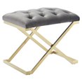 thumbnail image 4 of Contemporary Velvet & Stainless Steel Bench in Grey & Gold, 4 of 6
