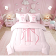 thumbnail image 1 of Erosebridal Initial Lit en Sac Taille Très Grand, Ensemble de Lit Nœud Papillon, Décor Monogramme Dessin Animé, Réversible 7 Pcs, 1 of 1