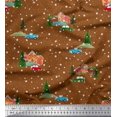 thumbnail image 1 of Soimoi Satin Silk Fabric House,Tree & Car Transport Print Sewing Fabric Yard 42 Inch Wide, 1 of 3