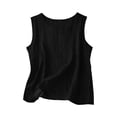 thumbnail image 2 of FAVIPT Débardeurs Légers en Coton et Lin pour Femmes Sans Manches à Col Rond Blouses en Gaze Amples Chemises Décontractées d'Été Noir,m, 2 of 5