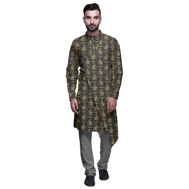 Atasi Kurta Pyjama de Designer pour Hommes Ensemble Kurta Angrakha Imprimé Vêtements d'Été