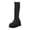 Black, variant on QHFBli Low Heel Tall Boots Women's Casual Knee High Boots with Soft Leather Slope Heel and Durable Thick Sole Design for Everyday Comfortable Wear