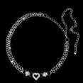 thumbnail image 4 of Crystal Flower Heart Ladies Waist Chain Belt in Crystal Waist Belt Silver, 4 of 9