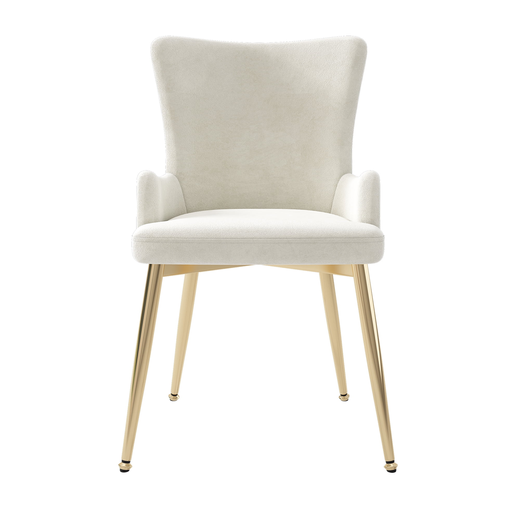 Noble House Ensemble de 4, Chaises de Salle à Manger en Velours, Chaise Capitonnée de Luxe Léger avec Quatre Pieds en Métal Doré, Beige