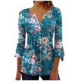 thumbnail image 2 of Blouses pour Femmes, T-shirt Imprimé Mode Manches 3/4 Blouse Col en V Hauts Décontractés, 2 of 5