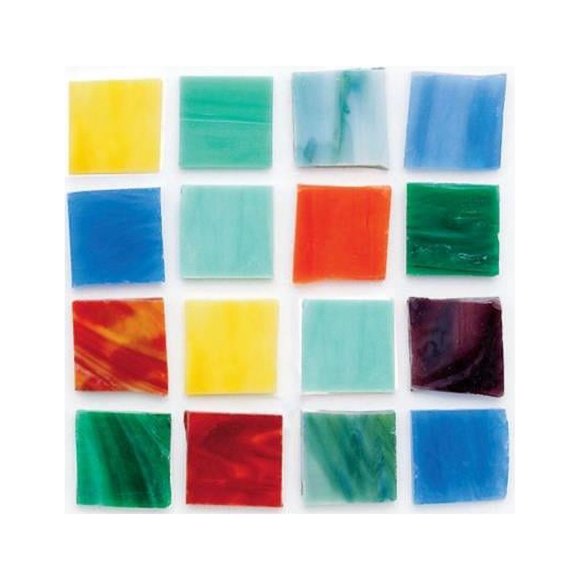 School Specialty Stained Glass Square Mosaic Tile Assortment 3/4 X 3/4 in Assorted Color 4 lb Bag Pack of 450