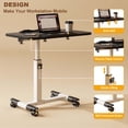 thumbnail image 3 of Overbed Bedside Table with Wheels, Adjustable Height Over The Bed Table, Mobile Hospital Bedside Table with Tilting Desktop, 3 of 7