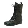 thumbnail image 2 of Fankiway Bottes Mi-Mollet à Lacets pour Femmes Semelle Plate Bout Rond Style Vintage Bottes d'Hiver Mode Vert, 2 of 6