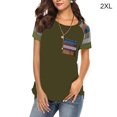 thumbnail image 1 of ziyahi T-Shirt pour Femme à Manches Courtes, Col Rond, Haut à Rayures avec Poche, T-Shirt, Vert, TTG, 1 of 5