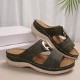 thumbnail image 4 of Styesk Womens Sandals Summer New Foreign Trade Large Size Wedge Fish Mouth Solid Color Large Size One Line Outside To Wear Beach Sandals, 4 of 6