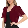 thumbnail image 1 of Timegard Shrugs for Dresses Summer Lightweight Chiffon Short Sleeve Open Front Beach Casual Flowy Top, 1 of 4