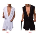 thumbnail image 1 of pitrice Peignoir d'Été pour Homme, Peignoir Soyeux à Capuche Sans Manches, Vêtement de Nuit, Pyjama, 1 of 6