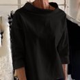 thumbnail image 2 of Timegard Womens Tops Half High Collar Long Sleeve Loose Fitting Shirts BlousesSolid Color Fall Fashion, 2 of 6