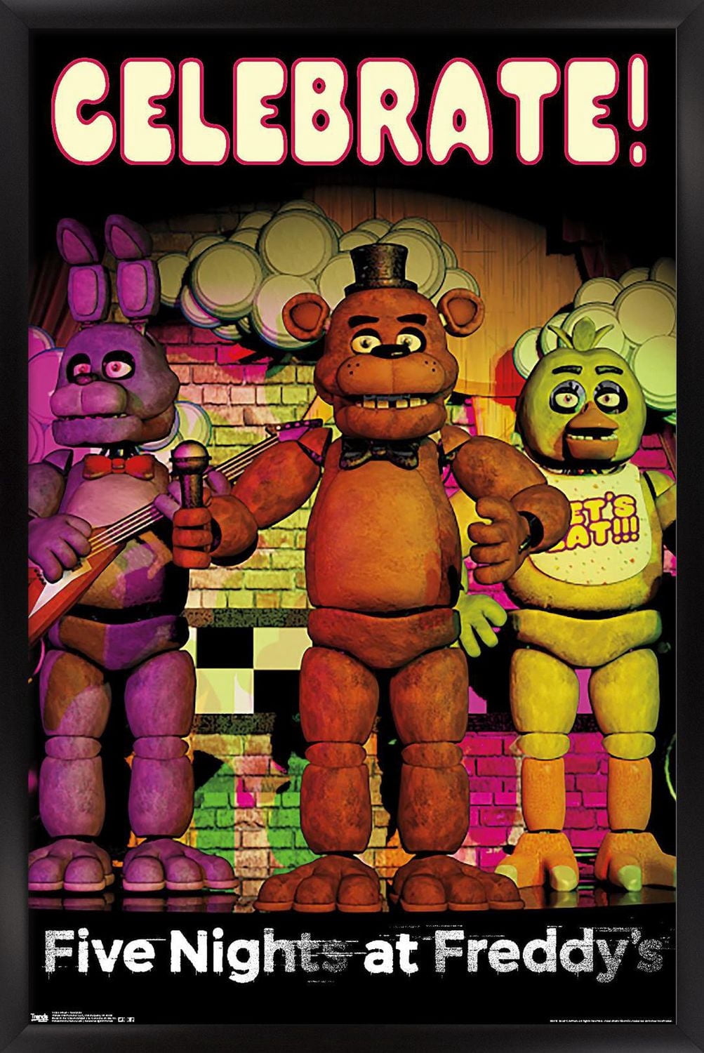 Five Nights at Freddy's - Celebrate Wall Poster with Push Pins, 14.725" x 22.375"