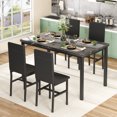 thumbnail image 2 of Stmoze Dining Table Set for 4, Faux Marble Dining Room Table and Chairs Set, 5 Pieces Rectangle Kitchen Table Set with Durable Leather Upholstered Chairs, for Dining Room, Kitchen, Black, 2 of 7