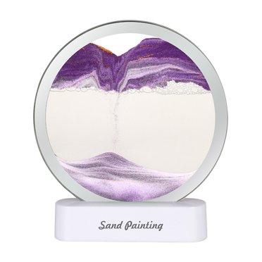 Rbaofujie 3D Dynamic Sand Art Liquid Motion, Moving Sand Art Picture Round Glass 3D Deep Sea Sandscape in Motion Display Flowing Sand Frame Relaxing Desktop Home Office Work Decor