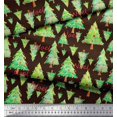 thumbnail image 2 of Soimoi Brown polyester Crepe Fabric Text & Christmas Tree Fabric Prints By Yard 42 Inch Wide, 2 of 5