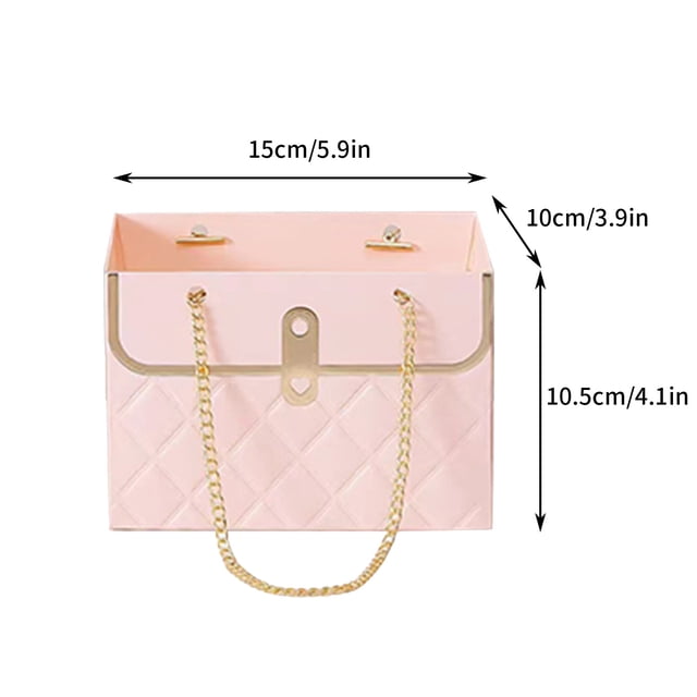 Birdeem Flower Paper Gift Box with Metal Chain, 2023 New Bouquet Storage Bucket, Flower Shop Bag, Wedding Party Handbag Gift Box