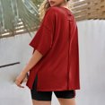 thumbnail image 4 of Olyvenn T-Shirts Surdimensionnés pour Femmes Été Décontracté Manches Courtes Col Rond T-Shirt Coupe Ample Fente Latérale Tee Hauts Rouge m, 4 of 9