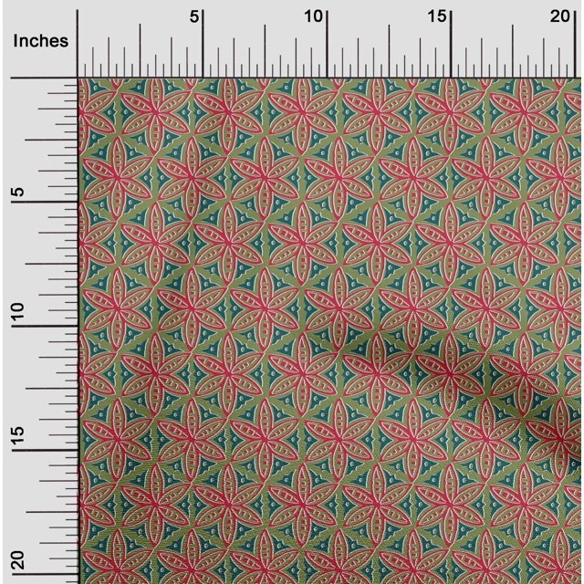 oneOone Cotton Flex Fabric Floral Block Printed Fabric 1 Yard 40 Inch Wide