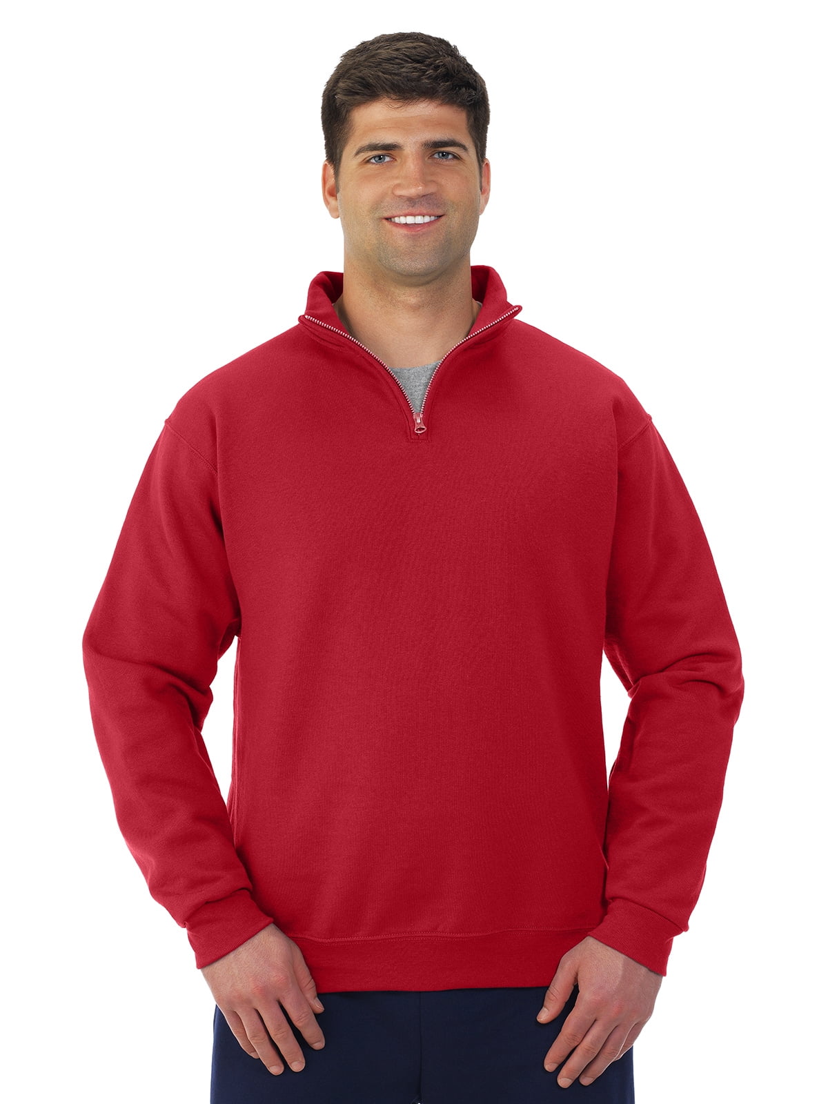 Jerzees Mens NuBlend Quarter Zip Cadet Collar Sweatshirt, S, True Red