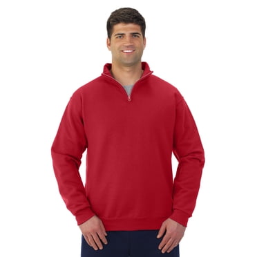 Jerzees Mens NuBlend Quarter Zip Cadet Collar Sweatshirt, M, True Red