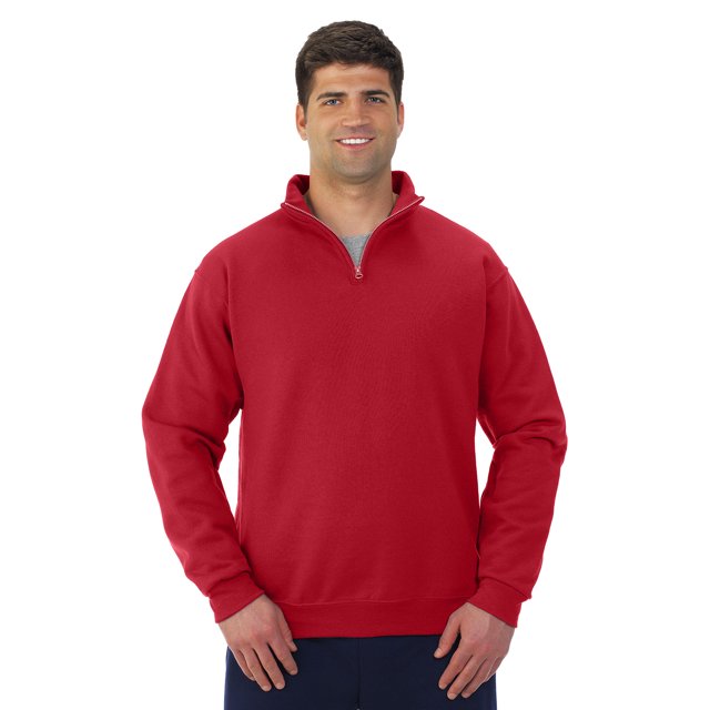 Jerzees Mens NuBlend Quarter Zip Cadet Collar Sweatshirt, 3X, True Red