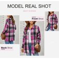 thumbnail image 3 of ORUYROP Womens Long Sleeve Plaid Shirts Flannel Lapel Button Down Shacket Jacket Coats, 3 of 6
