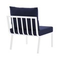 thumbnail image 4 of Modway Riverside Outdoor Patio Aluminum Armless Chair in White/Navy, 4 of 6