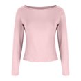 thumbnail image 4 of Dealovy Womens Long Sleeve Shirts Round Neck Slim Fitted Going out Tops Solid Color Basic Undershirts, 4 of 5
