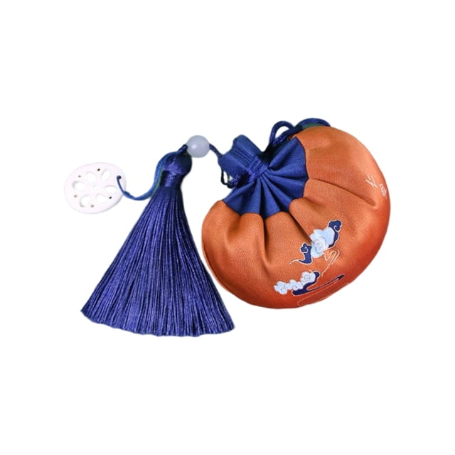 VONKY Sachet Handmade Embroidered Bag Jewelry Family Gift Storage Chinese Style Drawstring Pouch Interior Wedding Bedroom Orange 8*13cm