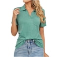 thumbnail image 1 of Birdeem T-Shirt à Manches Courtes Uni Col Mode pour Femmes Blouse Ample, 1 of 8