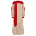 thumbnail image 3 of iefiel Womens Color Block Choir Robe Minister Pastor Robe Puff Sleeves Split Zipper Front Gown Graduation Gown Khaki XS, 3 of 5
