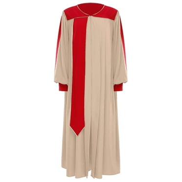 YUUMIN Adult Church Choir Gown Confirmation Roman Robe Clergy Liturgical Costume Catholic Cassock Unisex Khaki XL