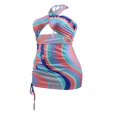 thumbnail image 4 of Robe Femme Rayée Col Halter Sans Manches Découpée une-Pièce, 4 of 5