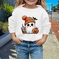 thumbnail image 1 of PMVFHDE Chandails à Capuchon et Chandails pour Filles Mode Enfants Halloween Mignon Imprimé Col Rond Sans Capuche Chandail à Manches Longues pour Filles Blanc, 7-8 Ans, 1 of 3
