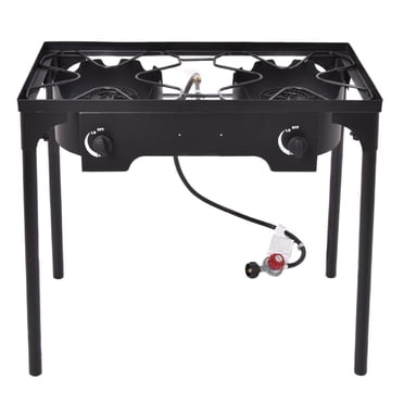 Patiojoy Cuisinière au Gaz Propane à Double Brûleur pour l'Extérieur, Gril BBQ Portable